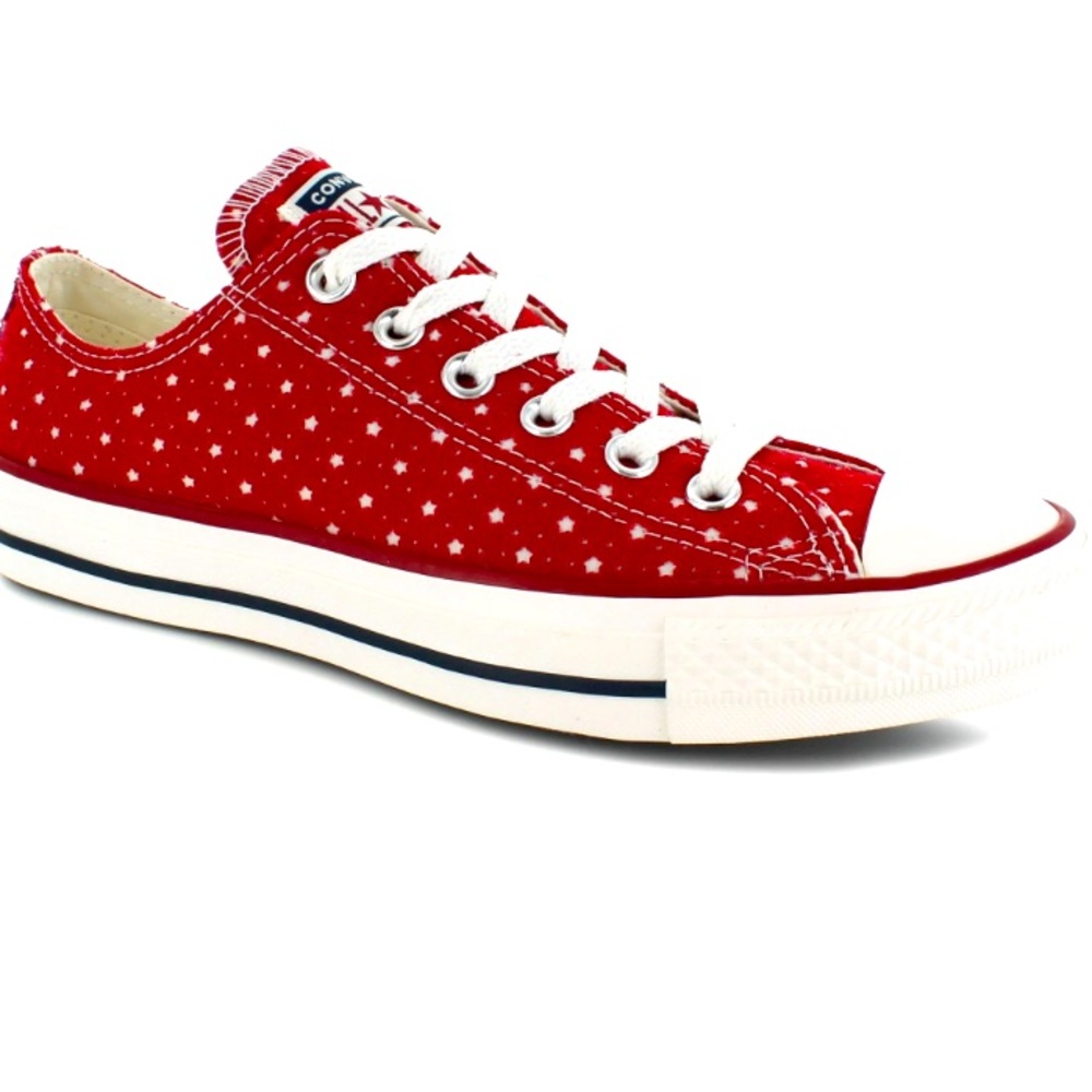 Converse Red Star Sneakers Chuck Taylor Star Perforated 0X SZ 8!